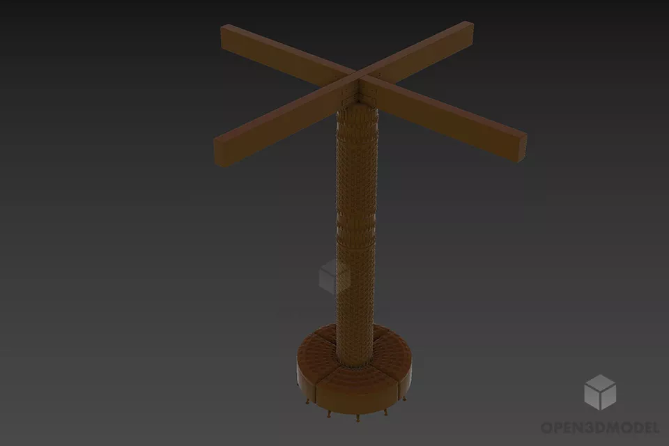 Flat Column Decoration With Vertical Carved 3d model
