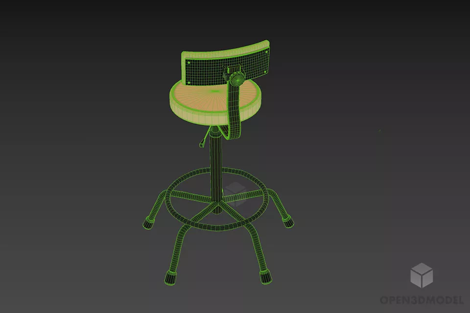 Salon Fixed Chair, Low Back Chair 3d model 2