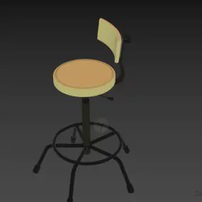 Salon Fixed Chair, Low Back Chair 3d model