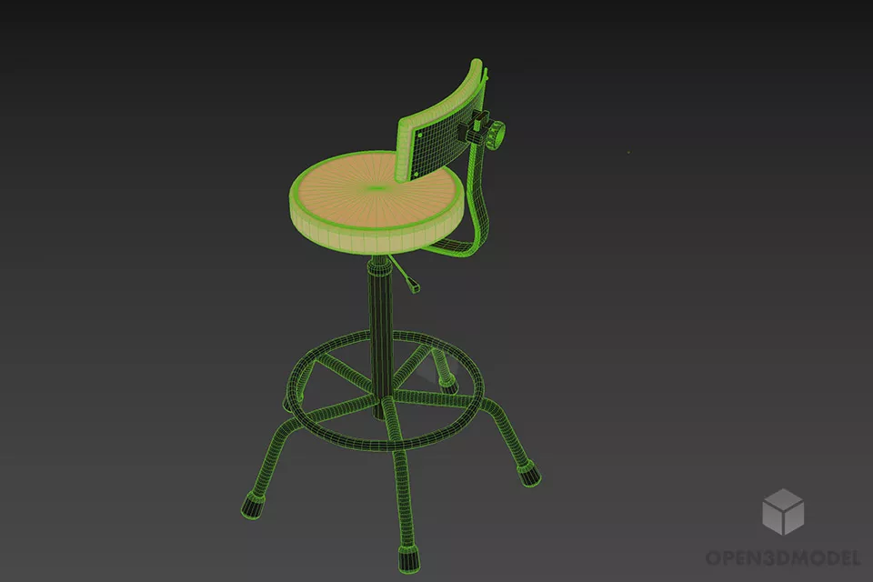Salon Fixed Chair, Low Back Chair 3d model 3