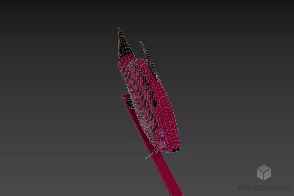 Figurine Fish On Stand 3d model 2