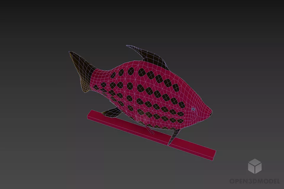 Figurine Fish On Stand 3d model 3