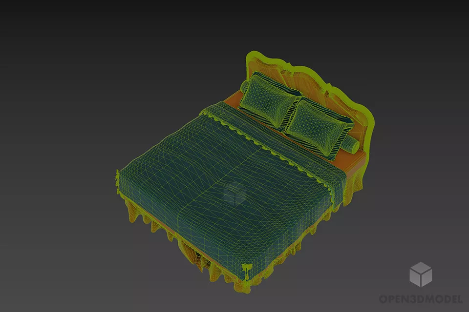Boutique Bed With Upholstered Back 3d model 2