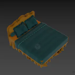 Boutique Bed With Upholstered Back 3d model