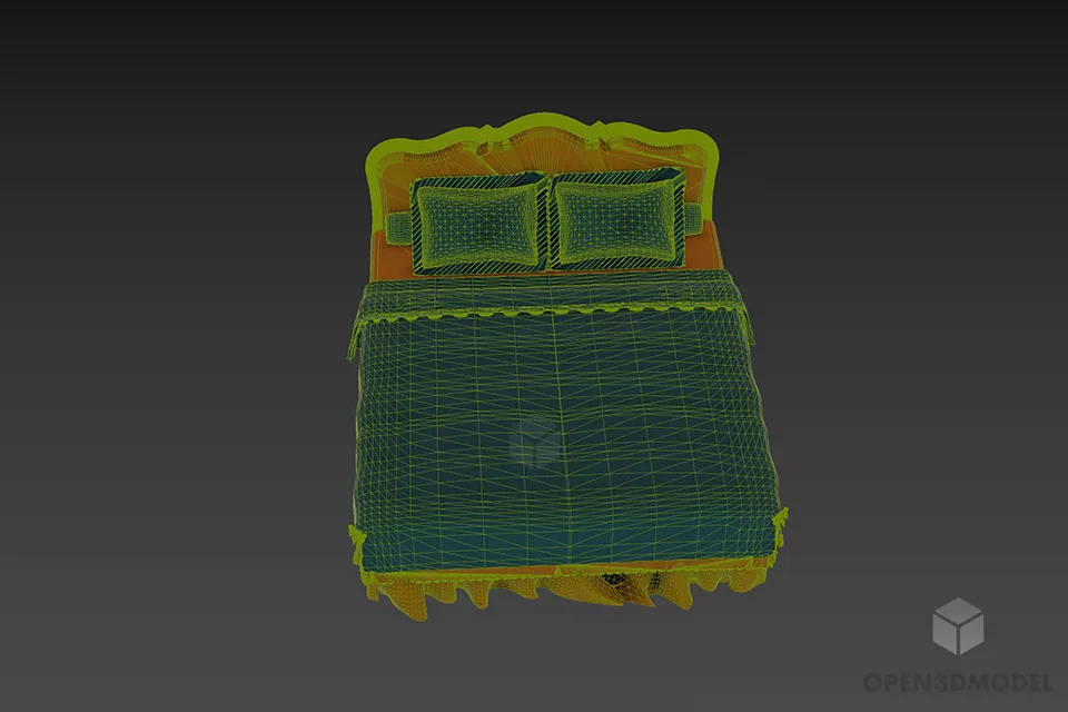 Boutique Bed With Upholstered Back 3d model 3