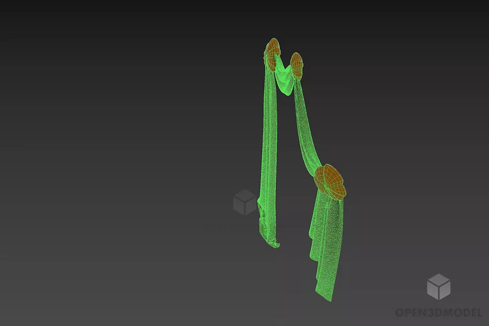 Antique Curtain Elegant Draped 3d model 3