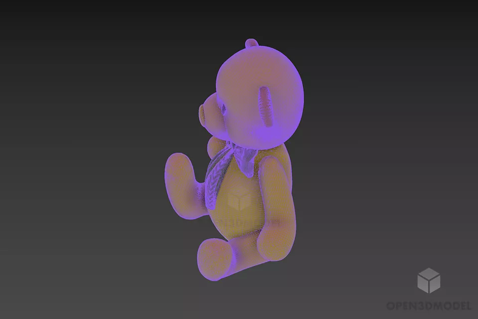 Yellow Teddy Bear Toy 3d model 2