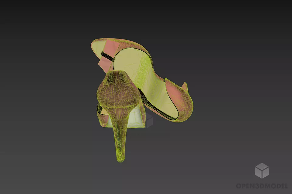 Girl Pink High Heel Shoes 3d model 2