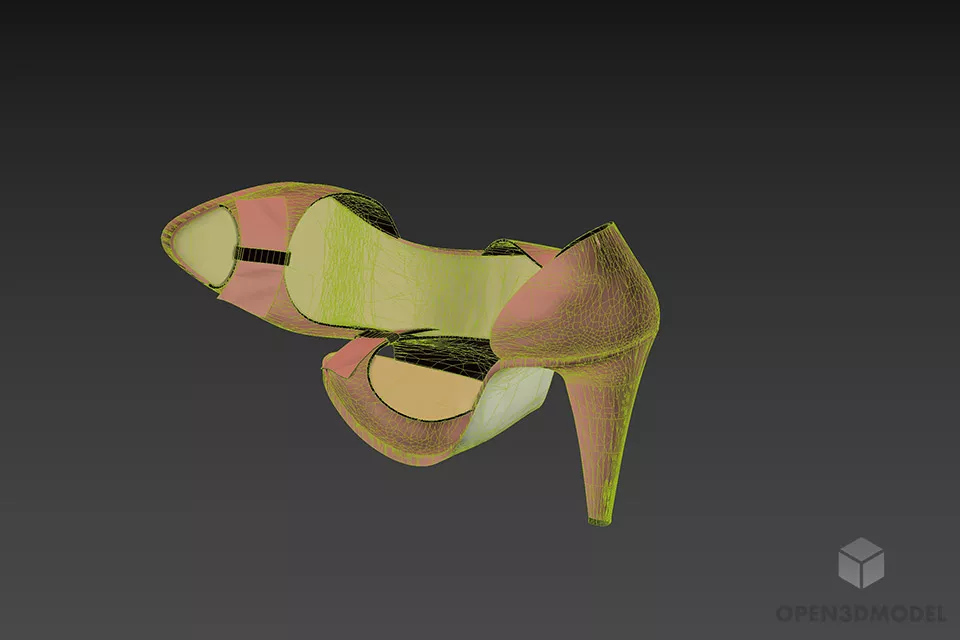 Girl Pink High Heel Shoes 3d model 3