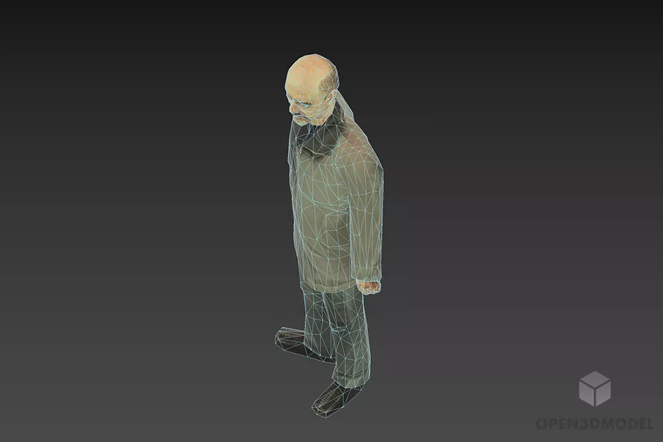 Old Man With Grey Coat Fashion 3d model 2