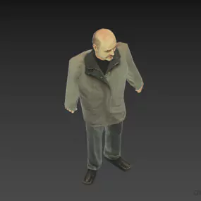 Old Man With Grey Coat Fashion 3d model