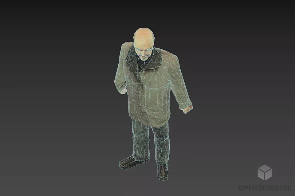 Old Man With Grey Coat Fashion 3d model 3