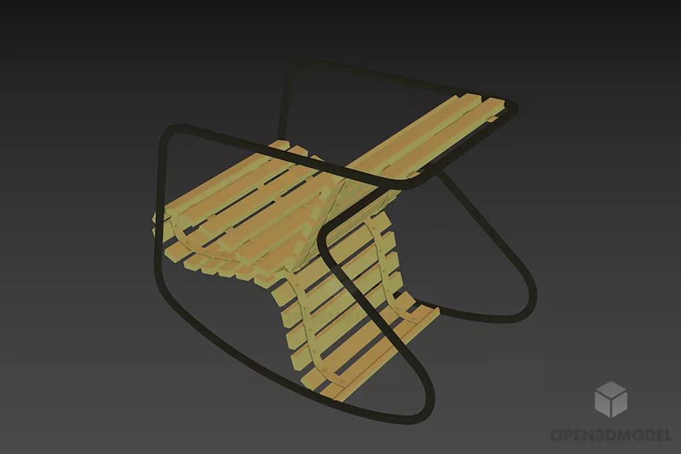 Curved Back Armchair With Cushion 3d model