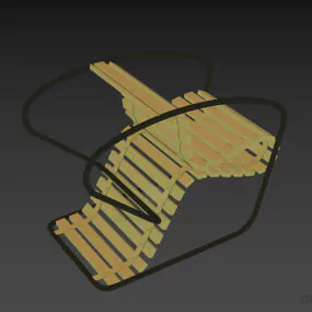 Lounge Armchair Wood Louver With Steel Frame 3d model