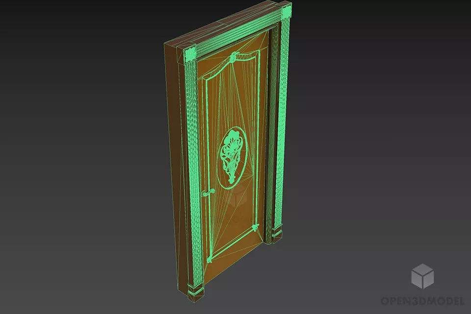 Villa Door With Carved Lines Grabaur 3d model 2