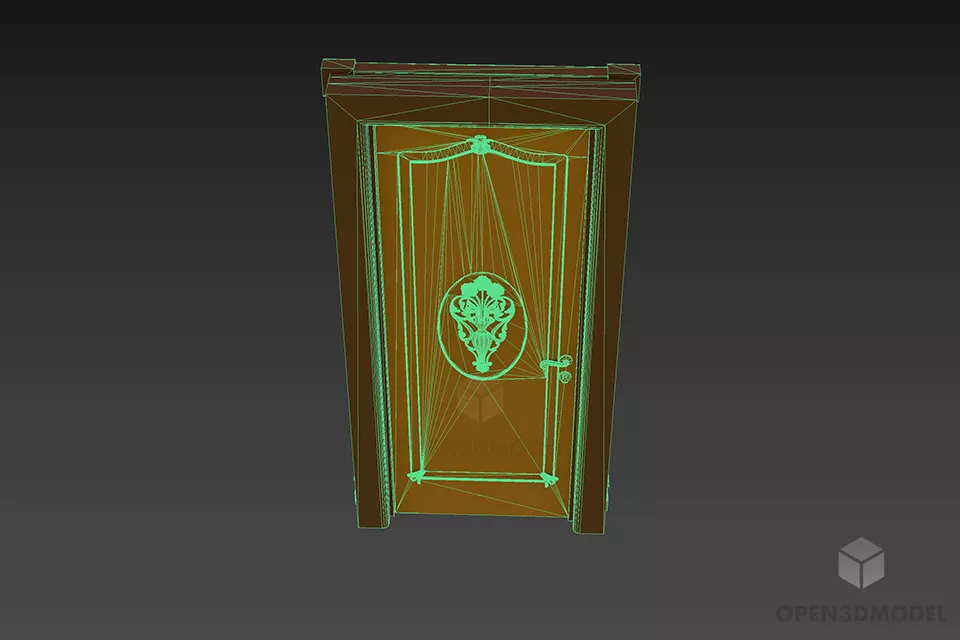 Villa Door With Carved Lines Grabaur 3d model 3