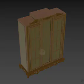 Antique Wooden Glass Door Cabinet Turri 3d model