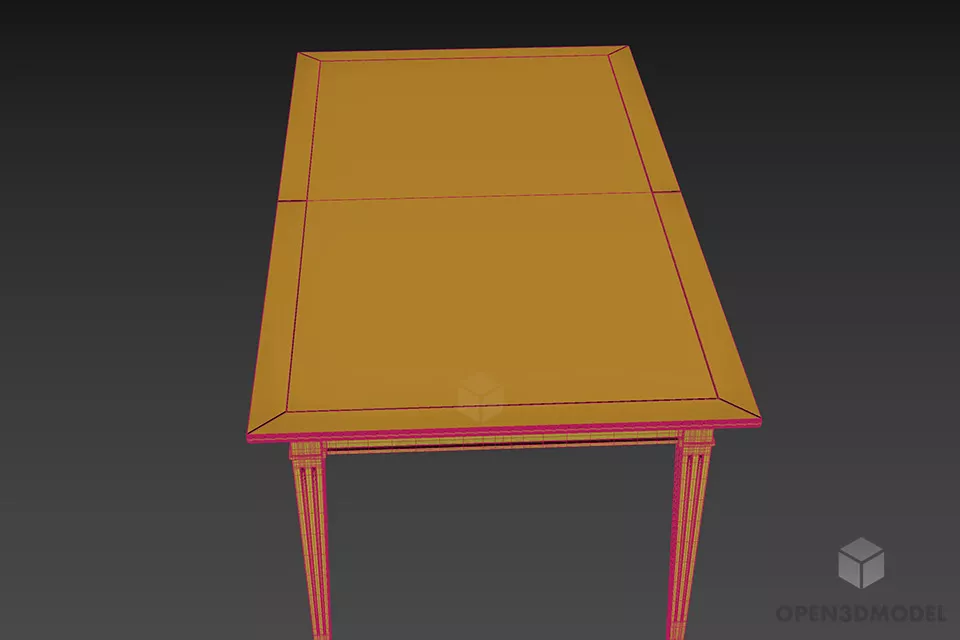 Simple Glass Dining Table, Rectangle Shape 3d model 3