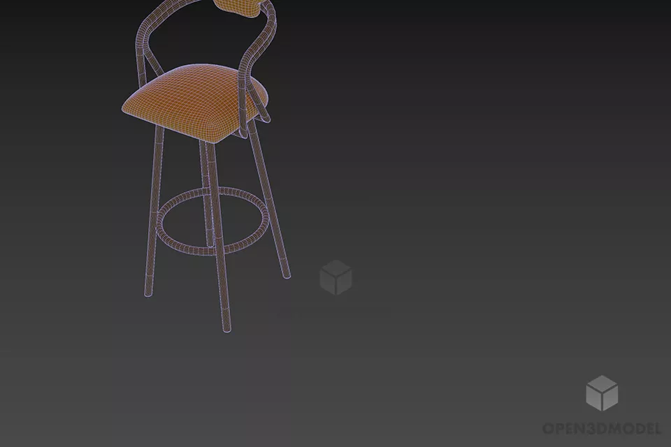 Bar Chair With Inox Tube Frame 3d model 2