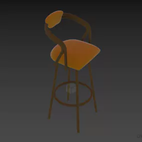 Bar Chair With Inox Tube Frame 3d model