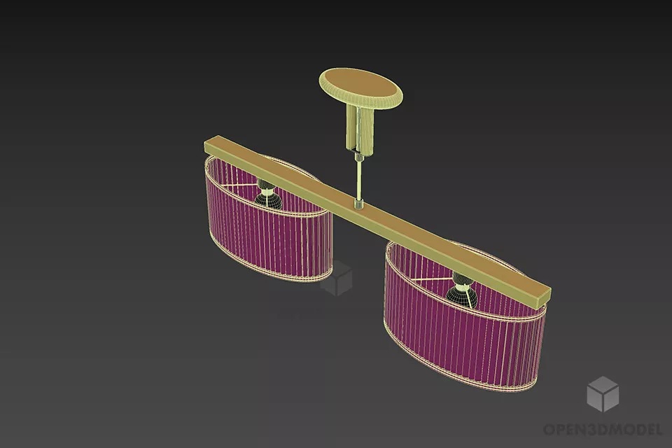 Color Pendant Lamp Two Oval Shade 3d model 2