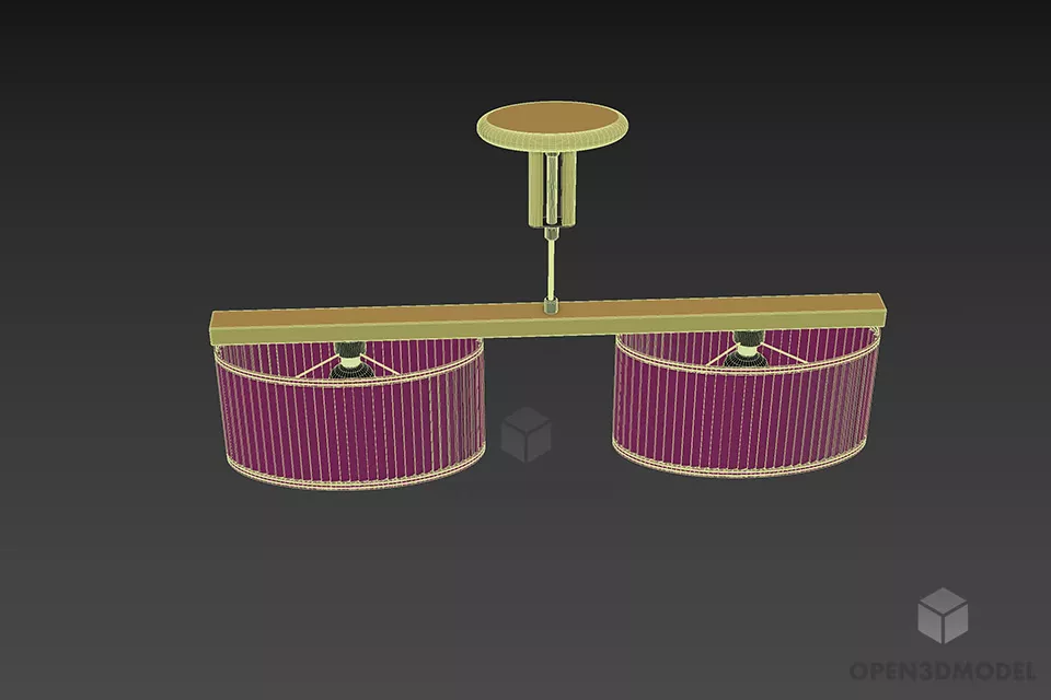 Color Pendant Lamp Two Oval Shade 3d model 3