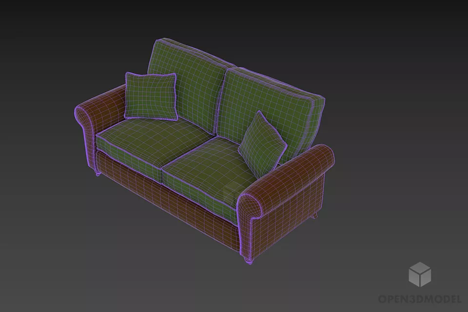 Vintage Strip Textile Sofa Duesta 3d model 2