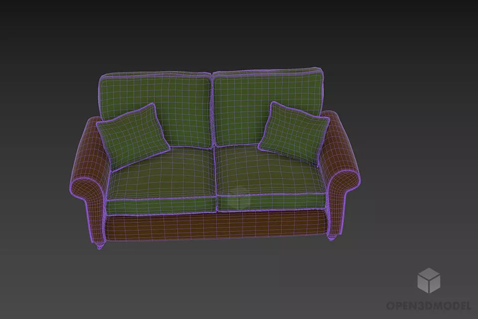 Vintage Strip Textile Sofa Duesta 3d model 3