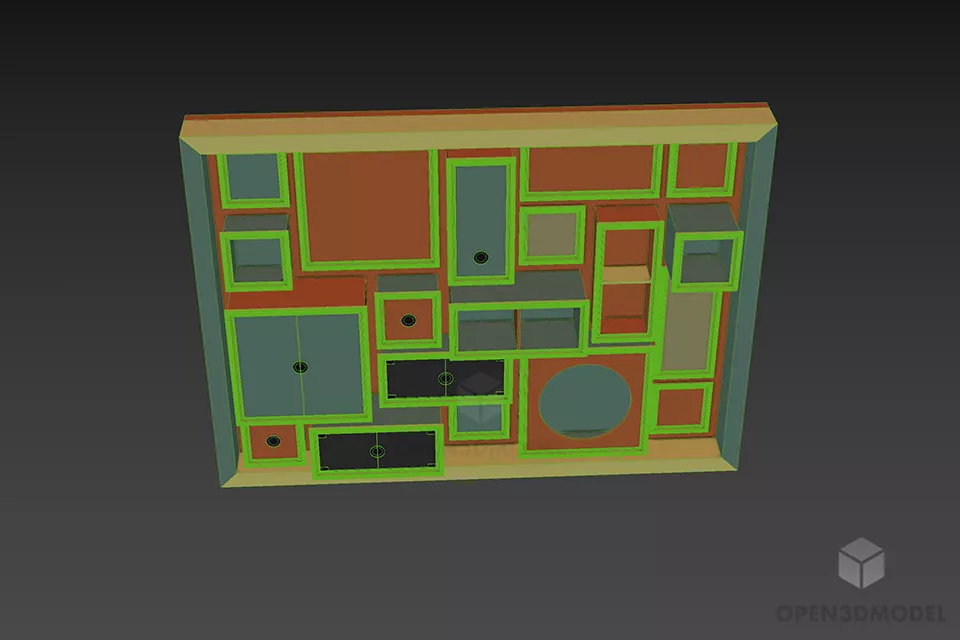 Multiple Rectangles Rack Cabinet 3d model 3