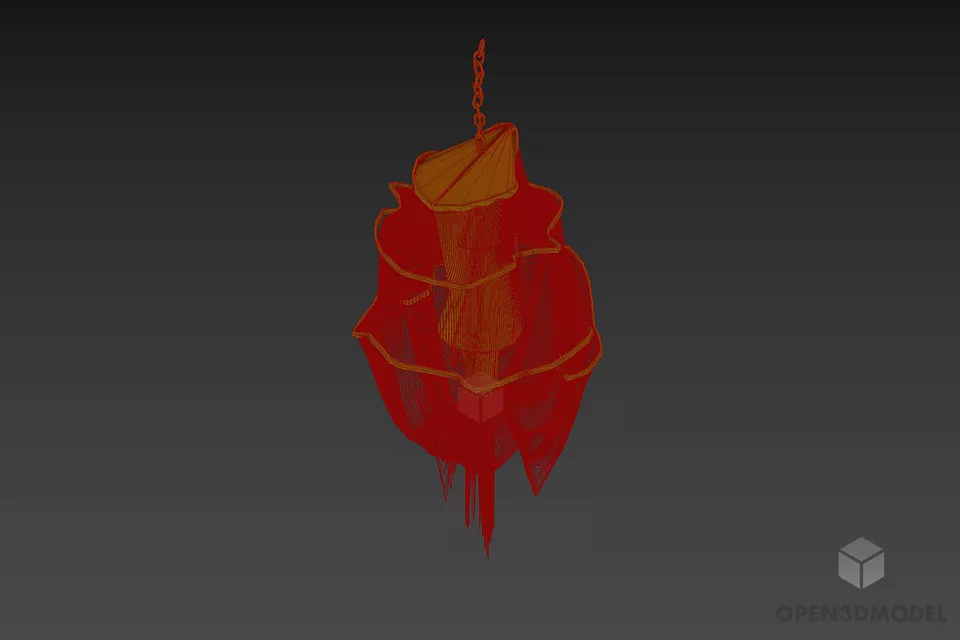Pendant Lamp Textile Mesh Shade 3d model 2