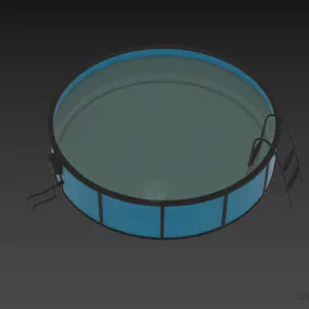 Round Blue Pool Outdoor 3d model