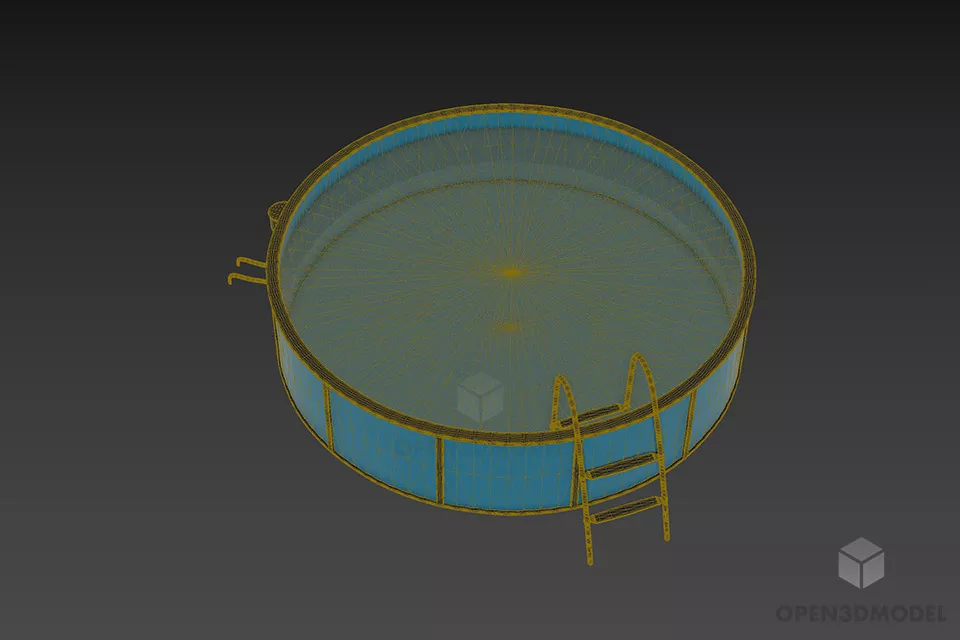 Round Blue Pool Outdoor 3d model 3
