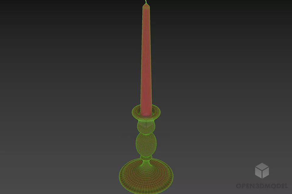 Candlestick With Brass Stand 3d model 2