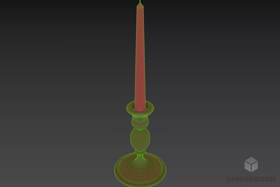 Candlestick With Brass Stand 3d model 3