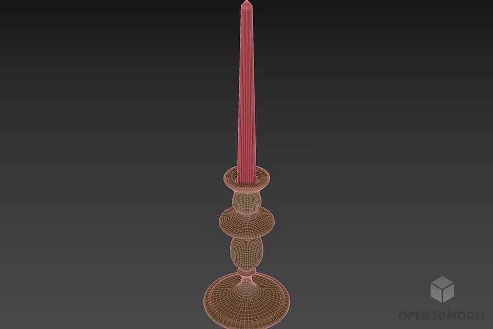 Antique Candlestick Golden Stand 3d model 2