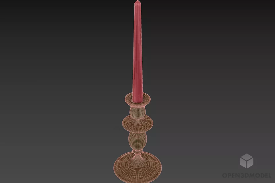 Antique Candlestick Golden Stand 3d model 3