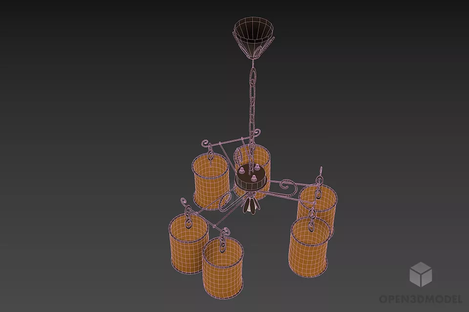 Brass Chain Pedant Lamp With Lantern Shade Cjlonialer 3d model 2