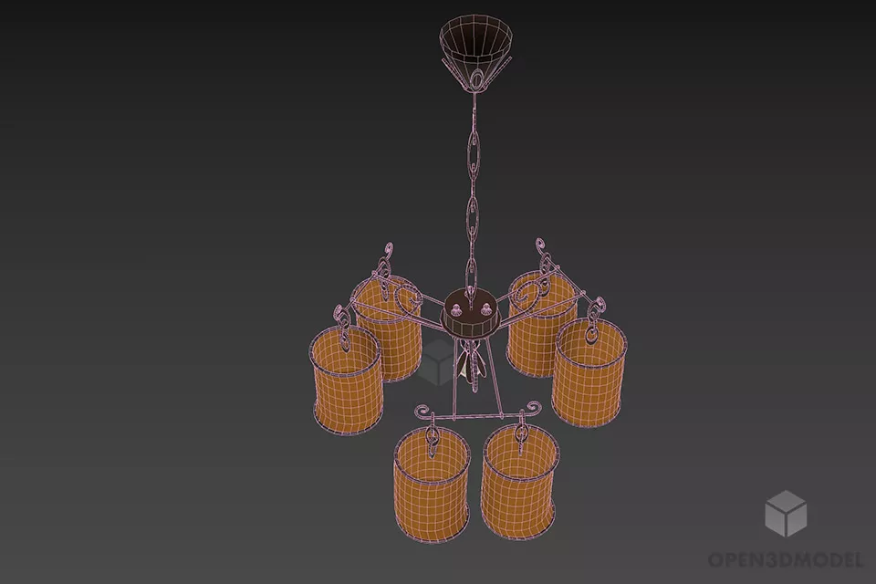 Brass Chain Pedant Lamp With Lantern Shade Cjlonialer 3d model 3