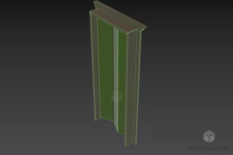 Wooden Slide Door Foldable 3d model 2