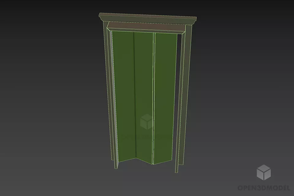 Wooden Slide Door Foldable 3d model 3