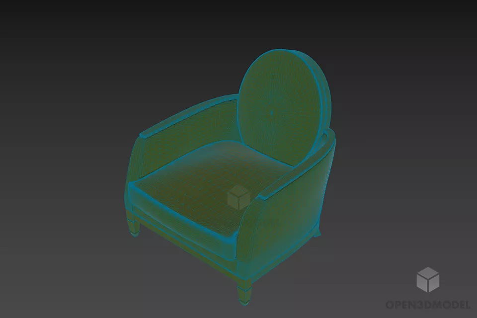Restaurant Armchair With Round Upholstery Back 3d model 2