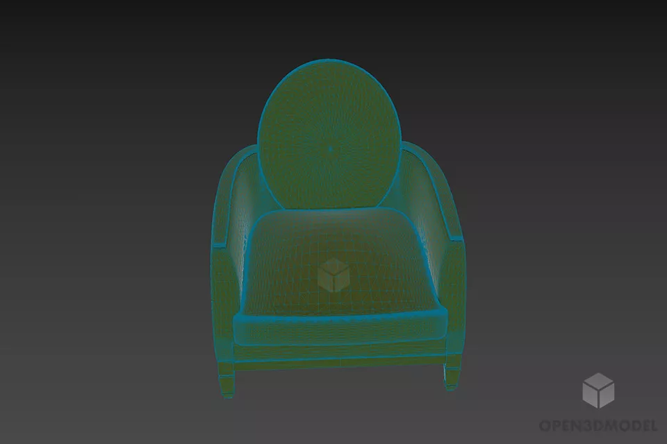 Restaurant Armchair With Round Upholstery Back 3d model 3