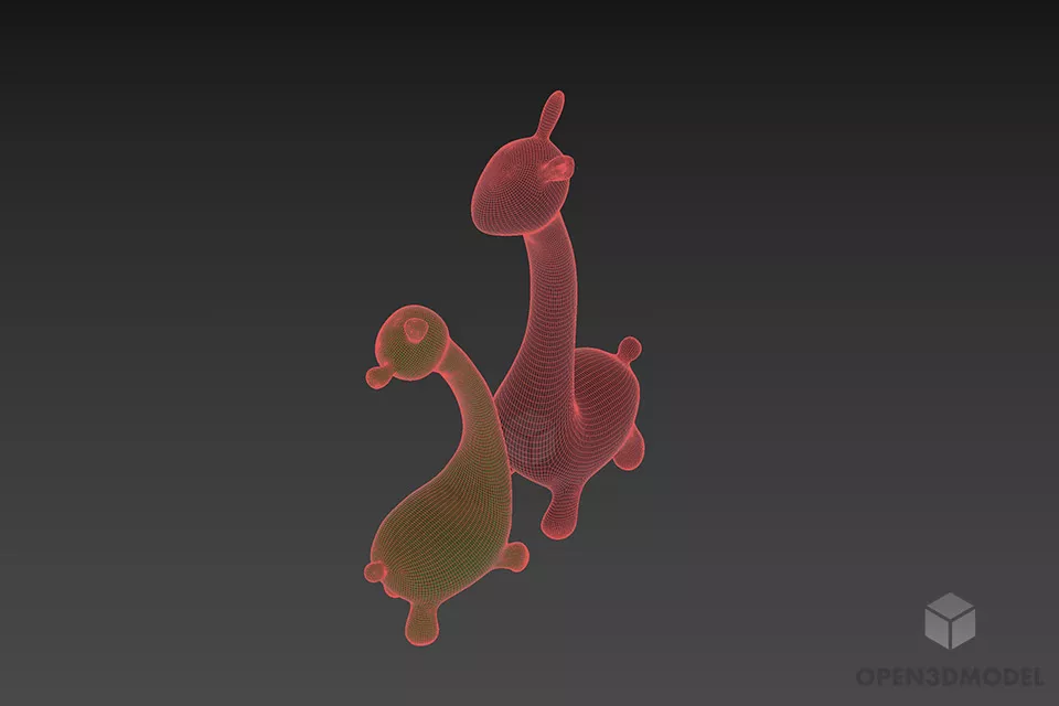 Couple Giraffe Steel Figurine 3d model 2