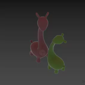 Couple Giraffe Steel Figurine 3d model