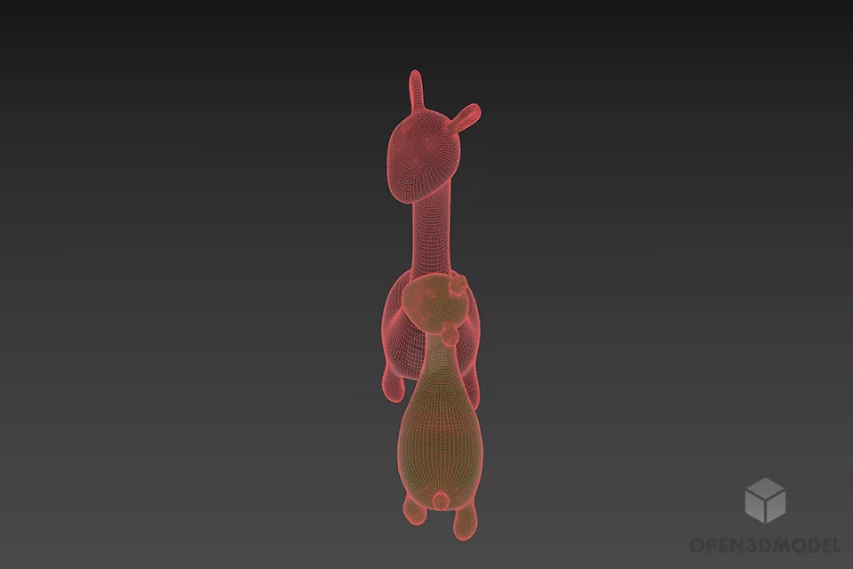 Couple Giraffe Steel Figurine 3d model 3