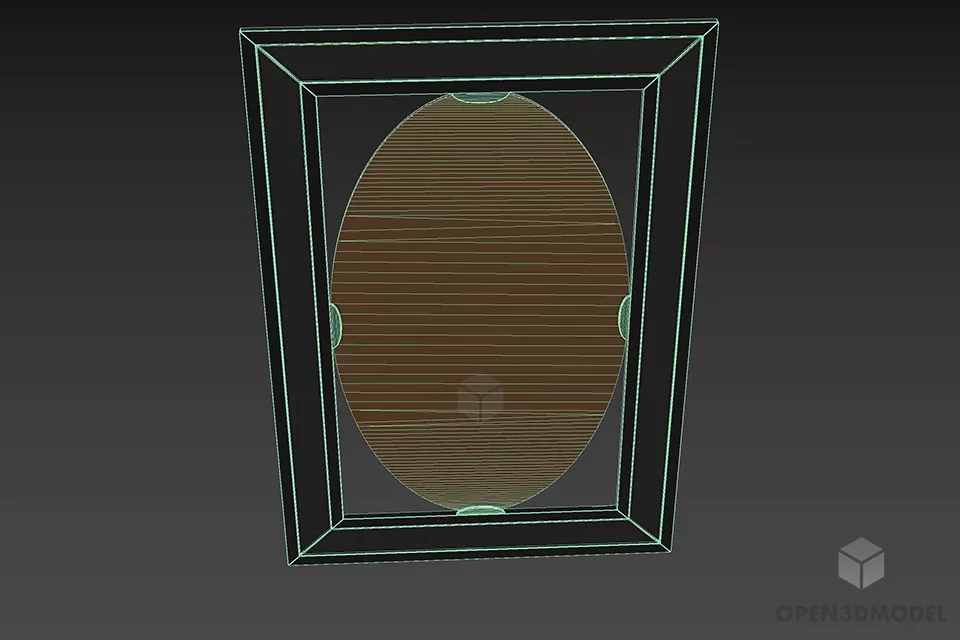 Oval Mirror Inside Vertical Frame 3d model 3