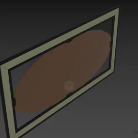 Oval Mirror Inside Carved Rectangle Frame 3d model