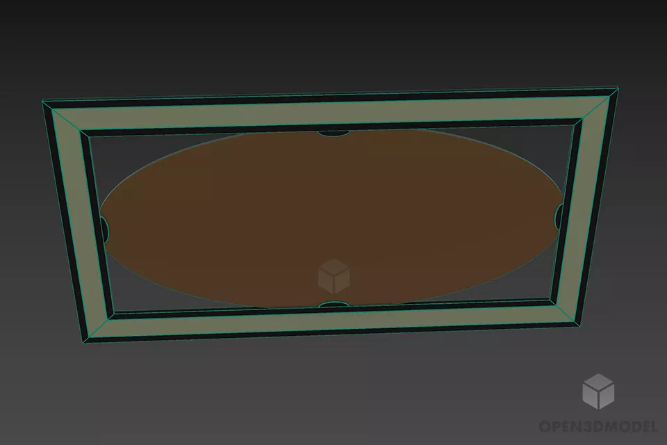 Oval Mirror Inside Carved Rectangle Frame 3d model 3