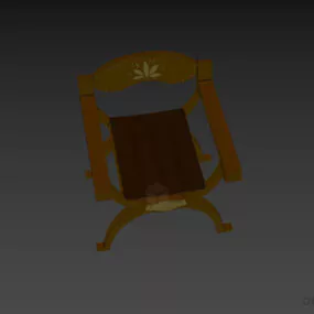Antique Armchair Walnut Wooden 3d model