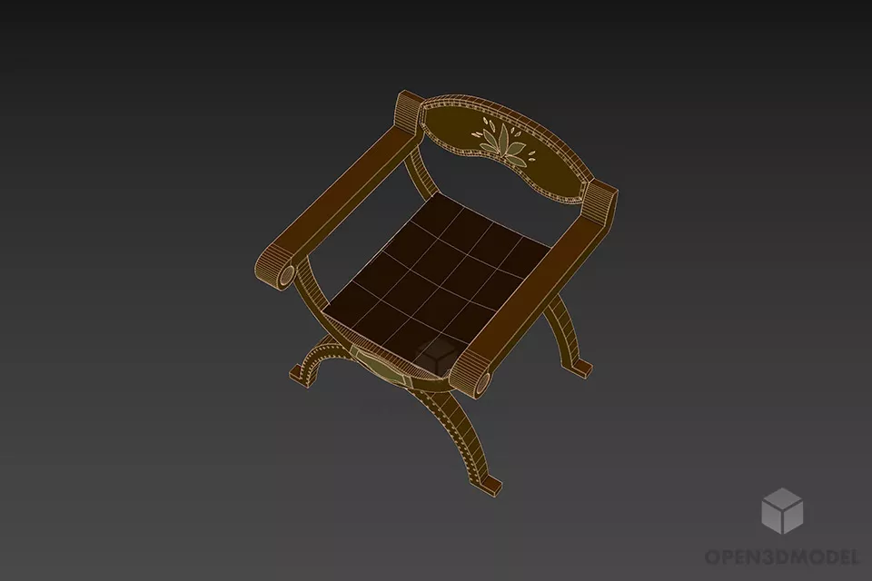 Antique Armchair Walnut Wooden 3d model 3